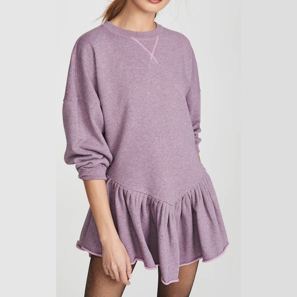 Marc Jacobs | Dresses | Marc Jacobs The Skater Dress Purple Long Sleeve  Mini Ruffle Sweatshirt Le Xs | Poshmark